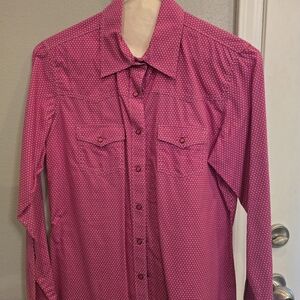 Rockies Fuchsia Button-Down Shirt with White Dot Print
